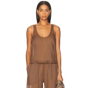 LESET Niko Scoop Tank Choco Brown Medium NWT Minimalist Quiet Luxury
